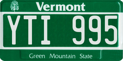 VT license plate YTI995