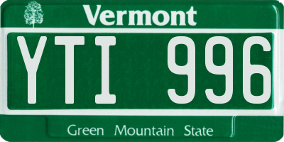 VT license plate YTI996