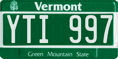 VT license plate YTI997