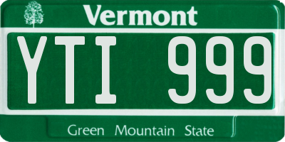 VT license plate YTI999