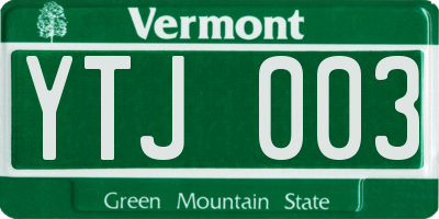 VT license plate YTJ003
