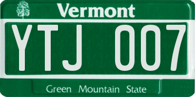 VT license plate YTJ007