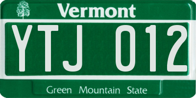 VT license plate YTJ012