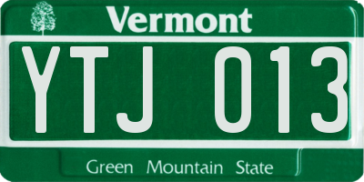 VT license plate YTJ013