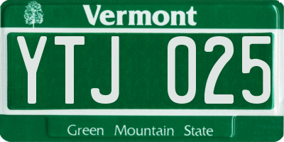 VT license plate YTJ025
