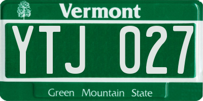 VT license plate YTJ027