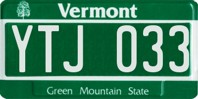 VT license plate YTJ033