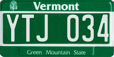 VT license plate YTJ034