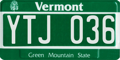 VT license plate YTJ036