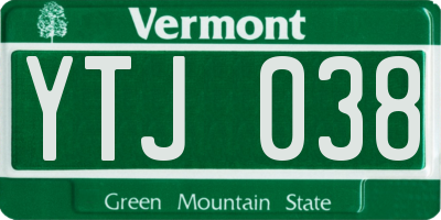 VT license plate YTJ038