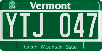 VT license plate YTJ047