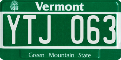 VT license plate YTJ063