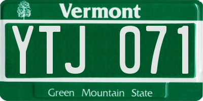 VT license plate YTJ071
