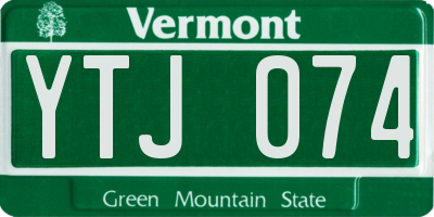 VT license plate YTJ074
