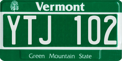 VT license plate YTJ102