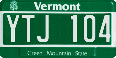 VT license plate YTJ104