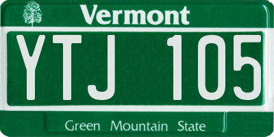 VT license plate YTJ105
