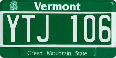VT license plate YTJ106