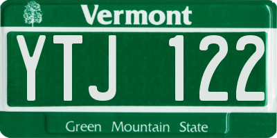 VT license plate YTJ122
