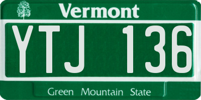 VT license plate YTJ136