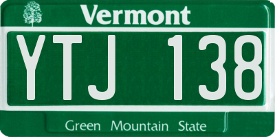 VT license plate YTJ138