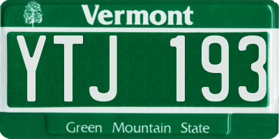 VT license plate YTJ193