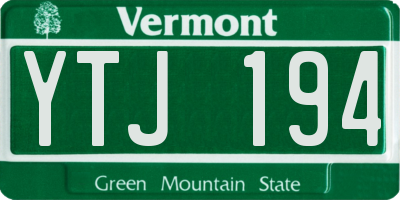 VT license plate YTJ194