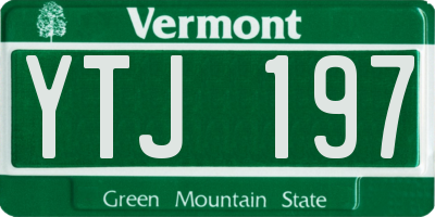 VT license plate YTJ197