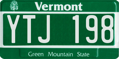 VT license plate YTJ198