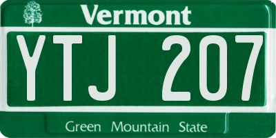 VT license plate YTJ207