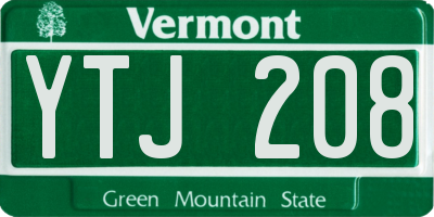 VT license plate YTJ208