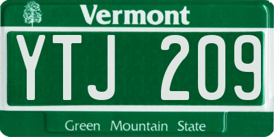 VT license plate YTJ209