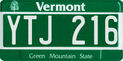 VT license plate YTJ216