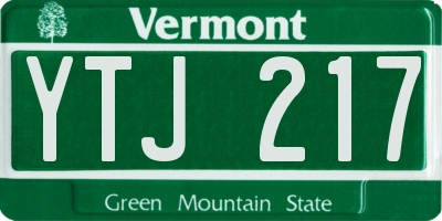 VT license plate YTJ217
