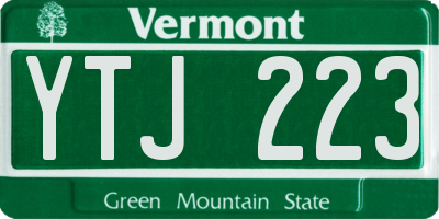 VT license plate YTJ223