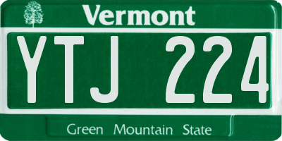VT license plate YTJ224