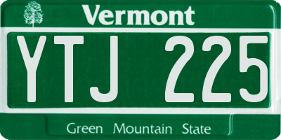 VT license plate YTJ225