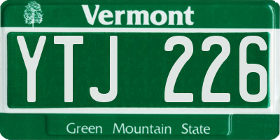 VT license plate YTJ226