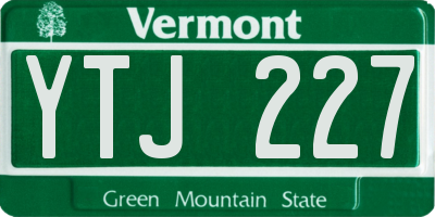 VT license plate YTJ227