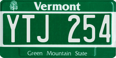 VT license plate YTJ254
