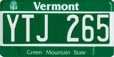 VT license plate YTJ265
