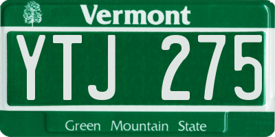 VT license plate YTJ275