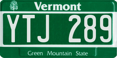 VT license plate YTJ289
