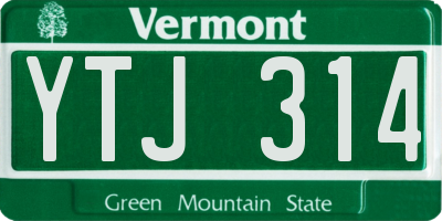 VT license plate YTJ314