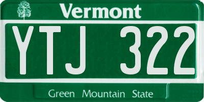 VT license plate YTJ322