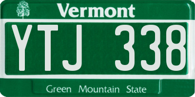 VT license plate YTJ338