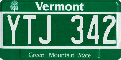 VT license plate YTJ342