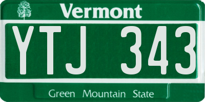 VT license plate YTJ343