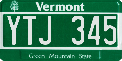 VT license plate YTJ345