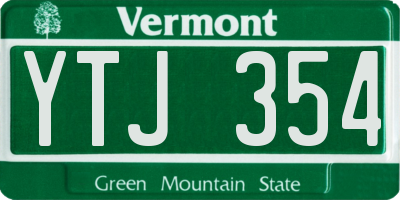 VT license plate YTJ354